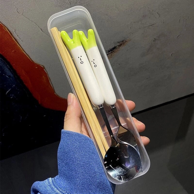 Adorable Cartoon Frog and Crocodile 430 Stainless Steel Ceramic Tableware Set | Kitchen & Dining