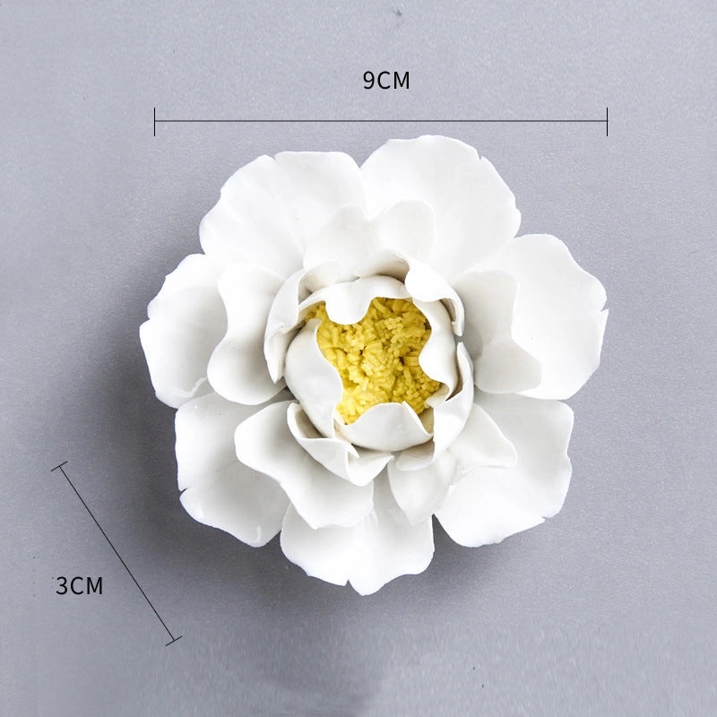 3D Ceramic Flower Wall Pendant for Living Room Bedroom TV Background | Home Decor Wall Art