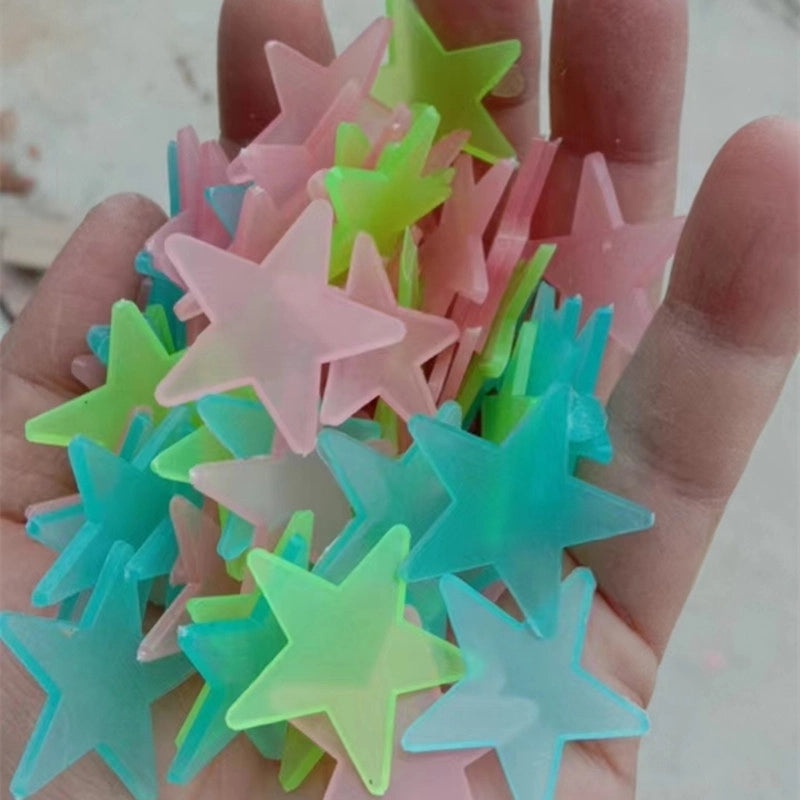 3-8cm Glow in the Dark Star and Moon Wall Stickers for Kids' Rooms, Fluorescent 3D Decorative Decals|Home Decor & Wall Art