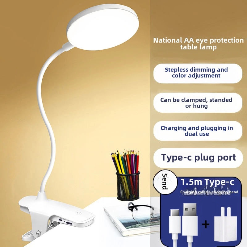 USB Type-C Clip-On Table Lamp Eye Protection Night Light for Students Dorm Bedroom Bedside|Lighting & Lamps