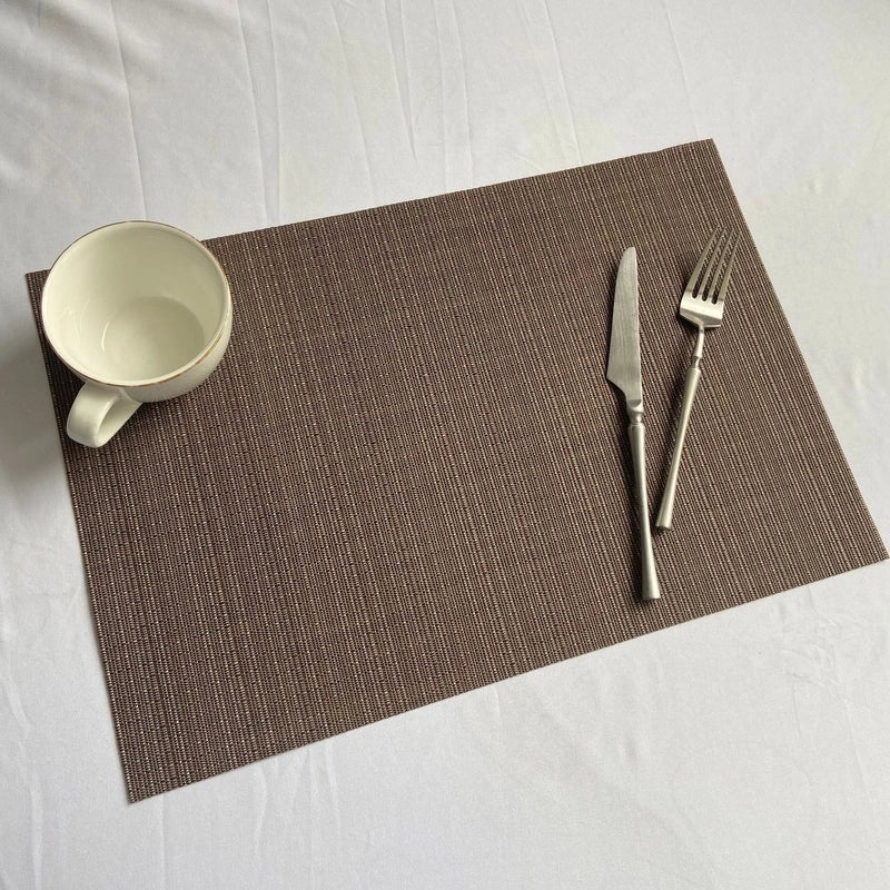 European-style Solid Color PVC Woven Insulated Western Placemat for Home & Hotel Dining|Table Linens & Placemats