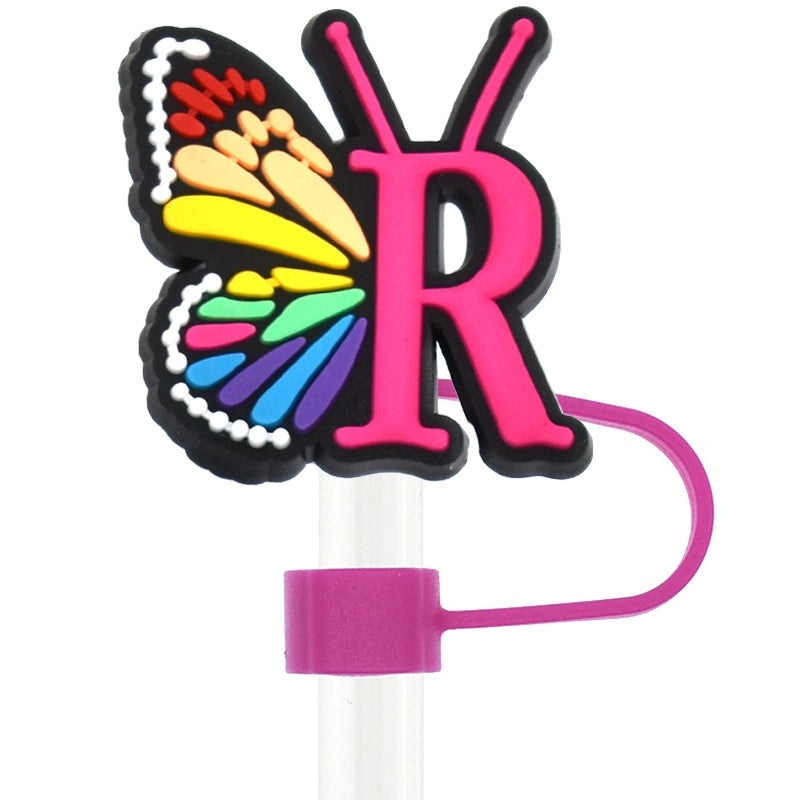 10 Pieces Cute Alphabet PVC Straw Decorative Caps Set|Drinkware Accessories