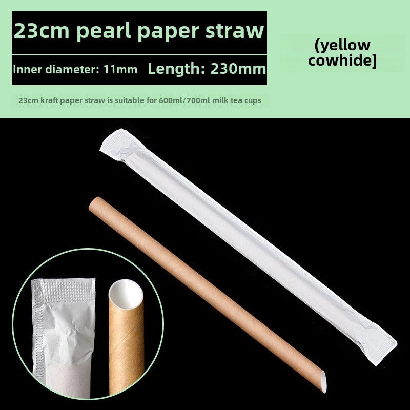 Biodegradable White and Yellow Disposable Paper Straws with Individual Packaging for Bubble Tea | Eco-Friendly Drinkware