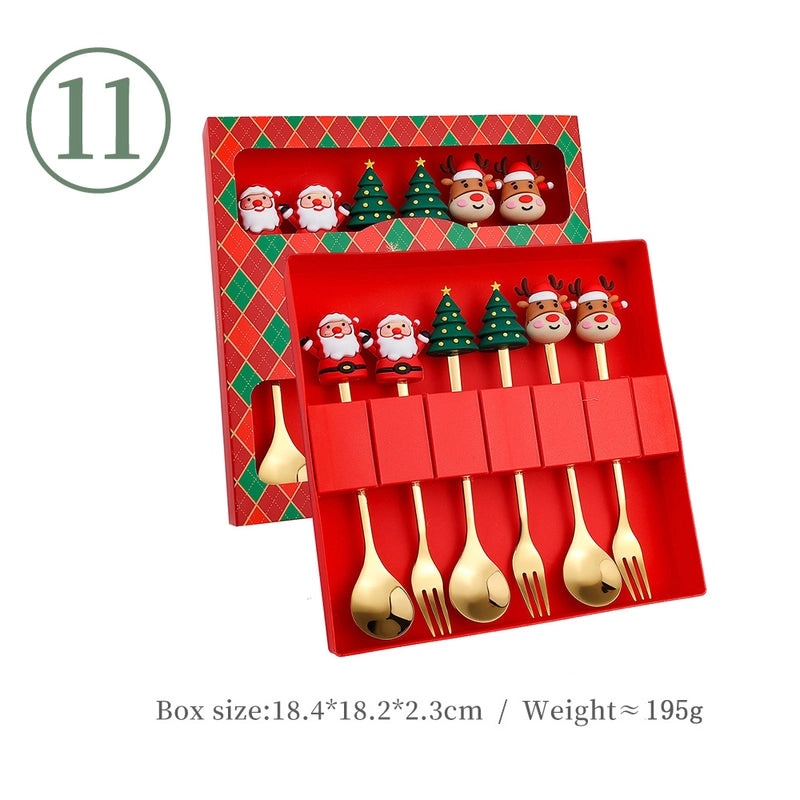 Funny Christmas Tree Dessert Spoon Creative Tableware Cartoon Spoon Suit Holiday Gift Idea|Kitchen & Dining