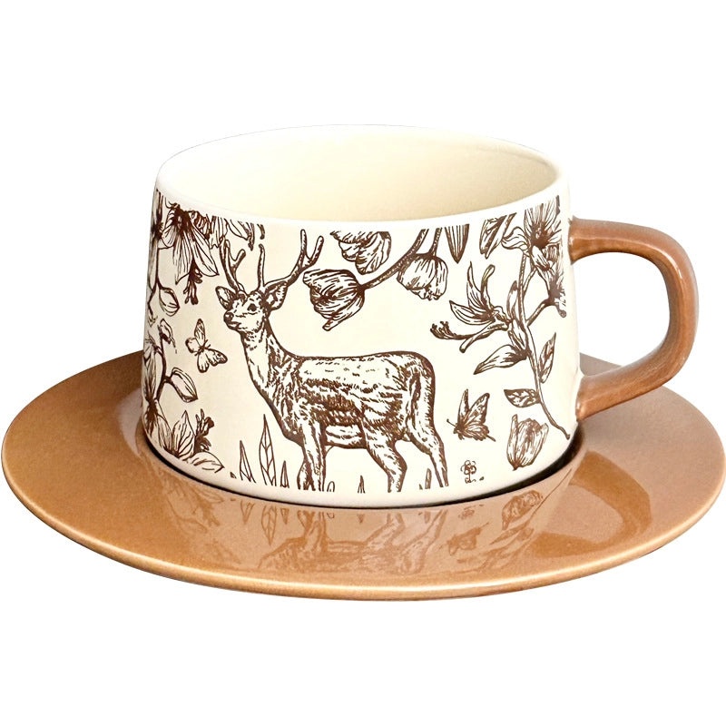 Vintage Ceramic Coffee Cup and Saucer Set | Home & Kitchen Drinking Cups