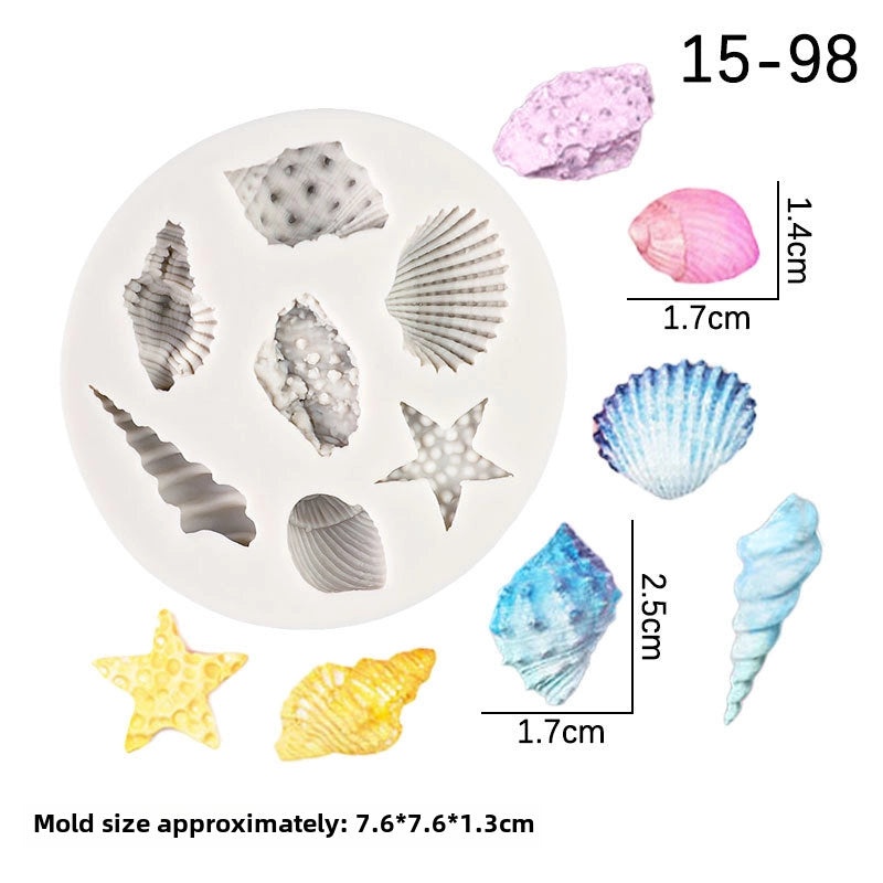 Ocean Theme Silicone Mold for Conch Starfish Shell Shapes | Cake Decorating Tools