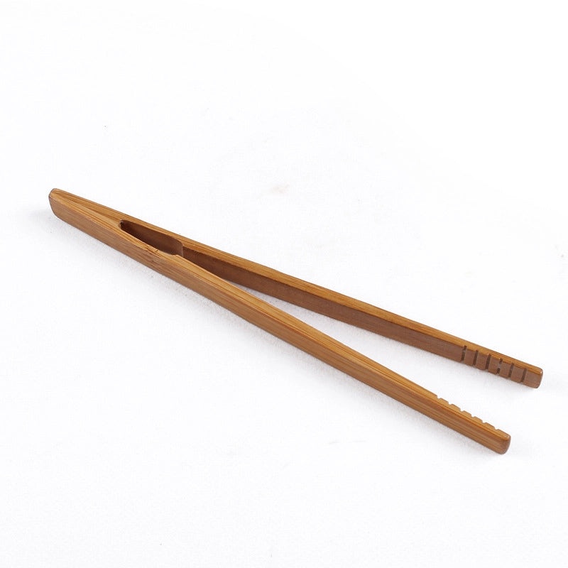 Amoy Porcelain Bamboo Tea Clip Set with Solid Wood Handle Stainless Steel Tea Cup Holder Tea Ceremony Accessories|茶具配件