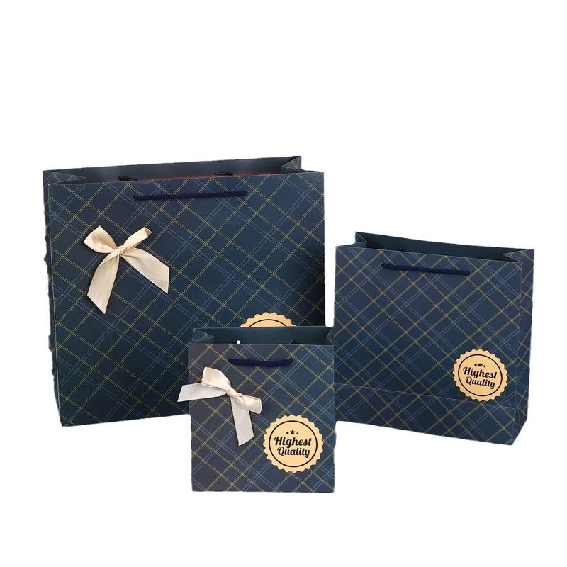Plaid Paper Bag Creative Business Gift Handbag Reusable Return Gift Bag|Gift Bags & Packaging