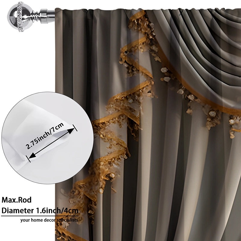 2PCS Floral Pattern 3D Digital Print Curtains | Home Decor Curtains