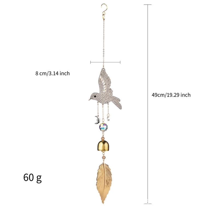 Rustic Bird Design Crystal Wind Chime for Home Decor|Outdoor & Garden Accessories