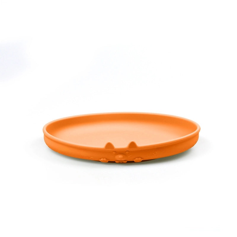 Cartoon Cat Silicone Baby Plate with Suction Base for Kids Mealtime | Baby Tableware