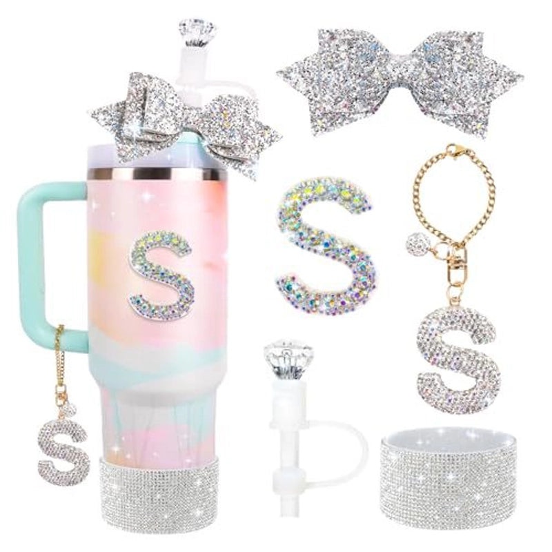 Glamorous Bow Letter Silicone Cup Sleeve Set | Drinkware Accessories
