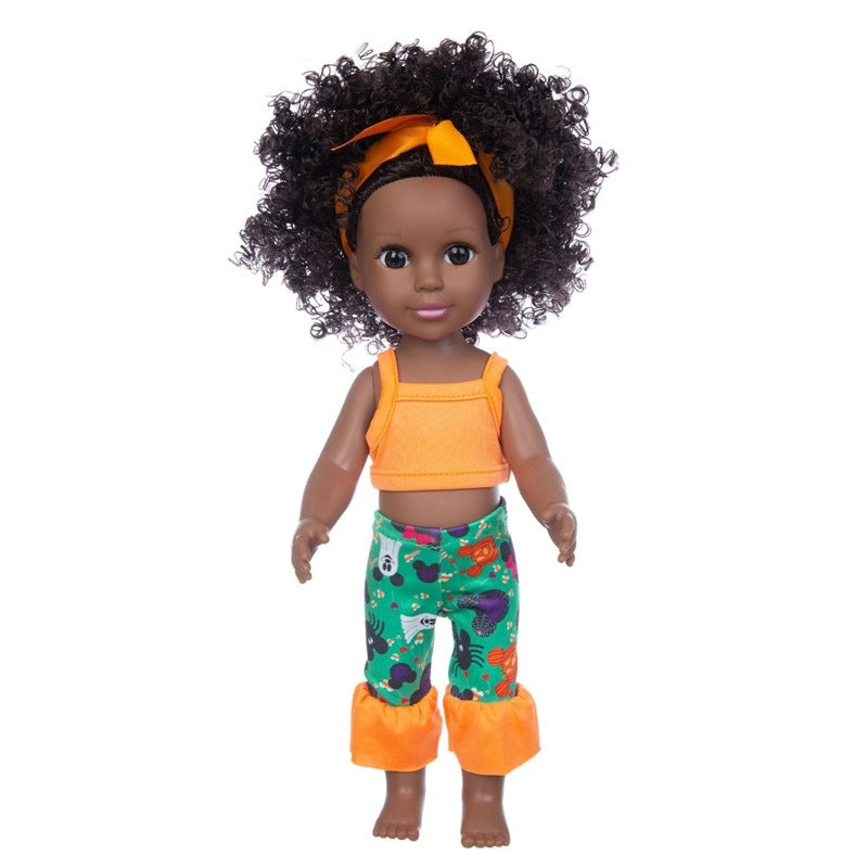 35cm Soft Rubber African Black Doll for Kids | Children's Toys