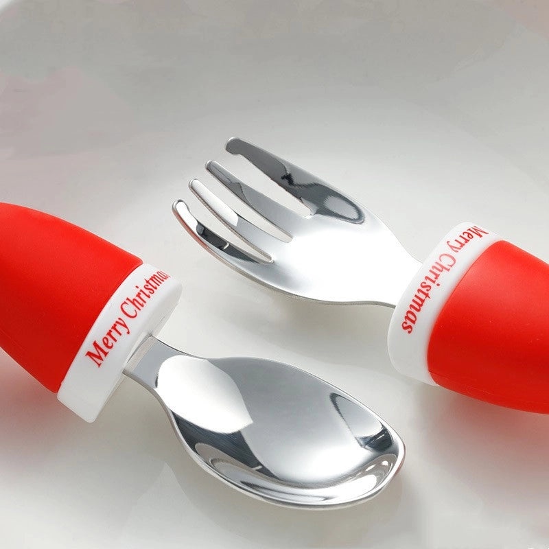 Christmas Stainless Steel Spoon Fork with Silica Gel Cute Christmas Hat Design 1 Piece | Kitchen Utensils