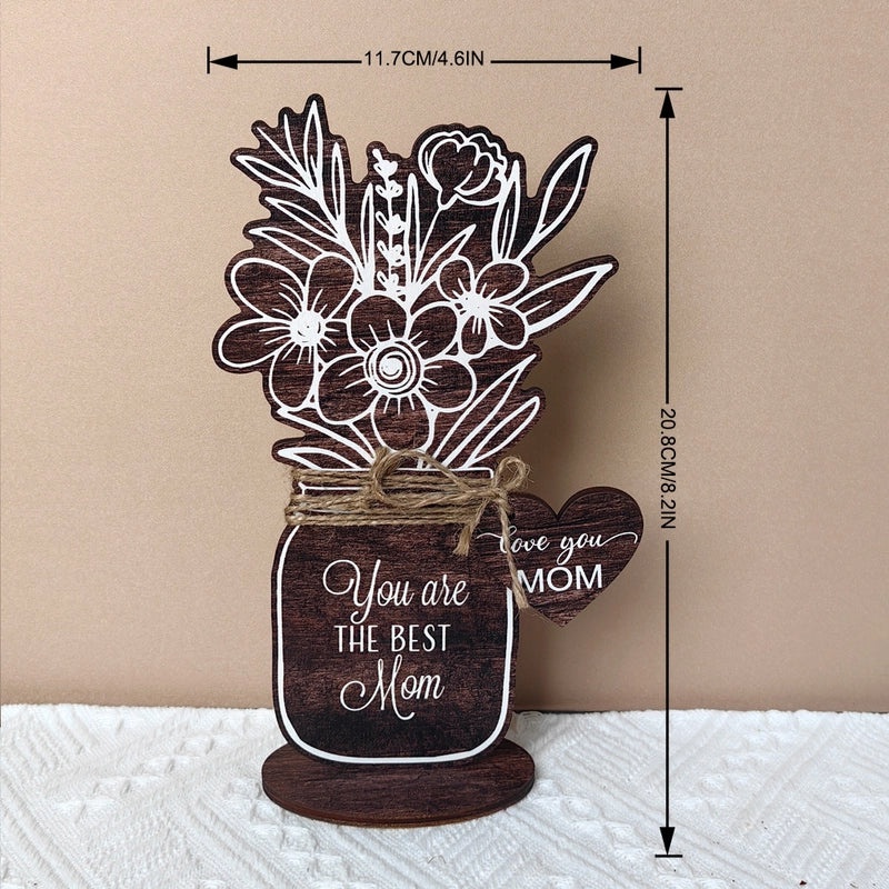 Mother's Day Elegant Floral Wooden Letter Ornament Casual Artificial Decoration | Home Decor Accessories