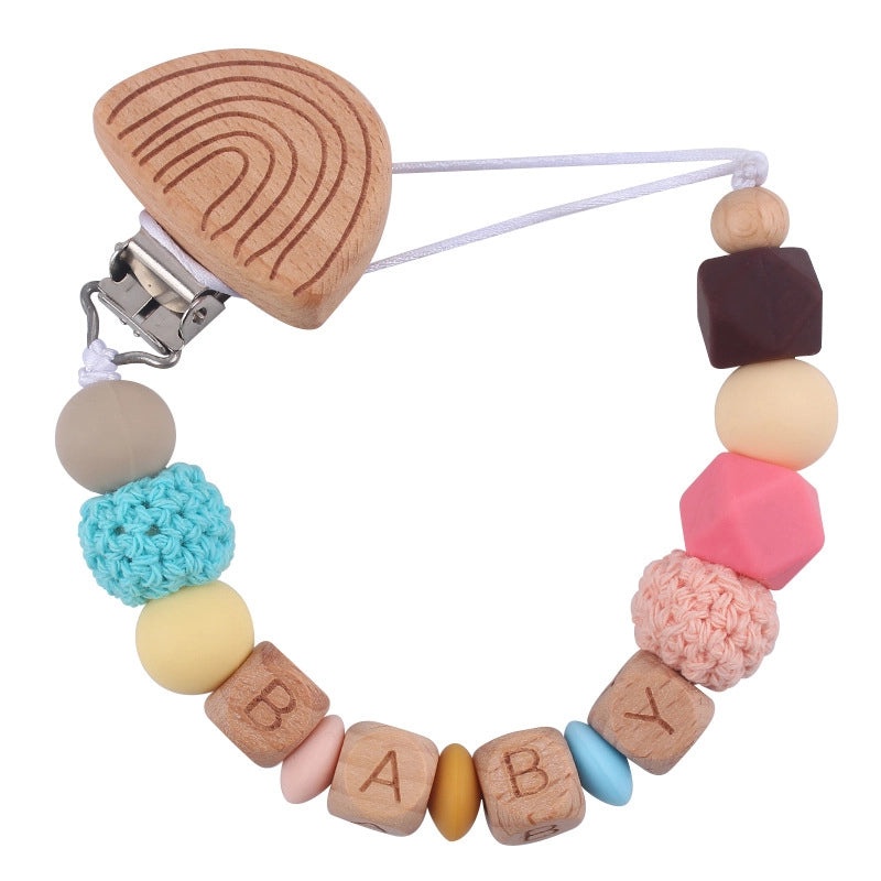 Adorable Letter Beech Wood Silicone Baby Accessories | Baby Teethers & Pacifier Clips