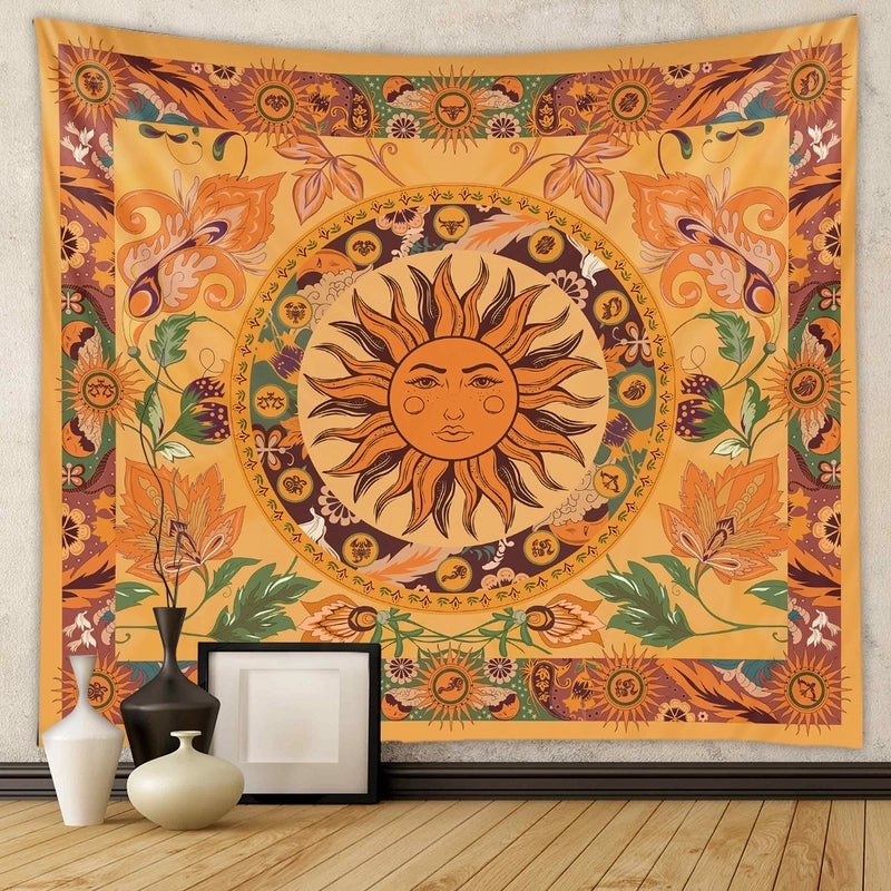 Bohemian Psychedelic Sunflower Printed Tapestry Wall Hanging | Home Decor & Wall Art