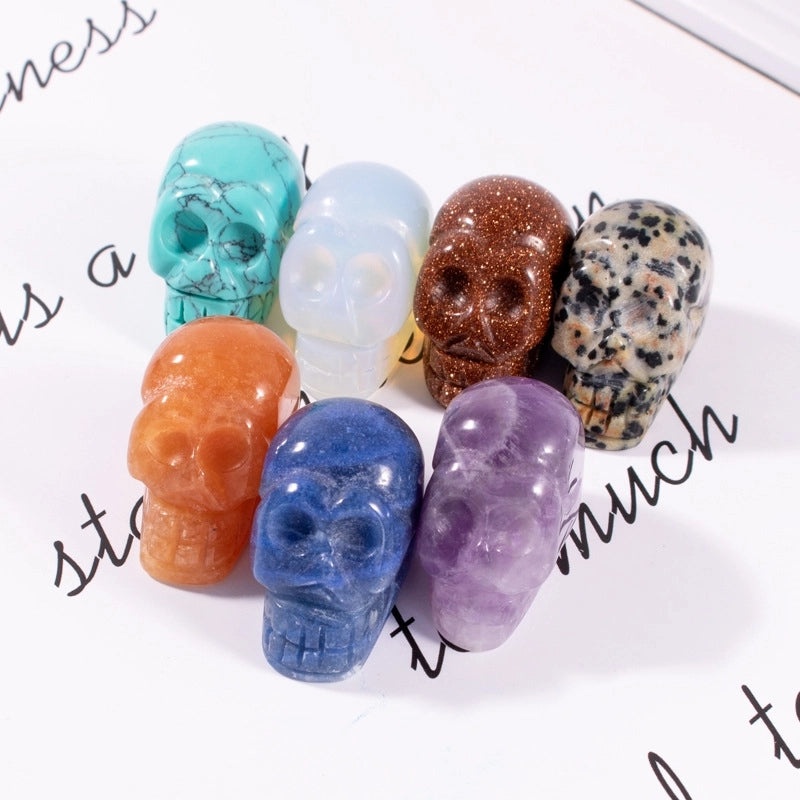 5-Piece Halloween Minimalist Skull Gem Obsidian Artificial Decorations|Home Decor