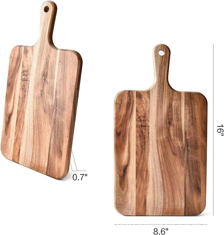 Wooden Round Pizza Cutting Board with Handle Thickened Chopping Board Western Style Simple Design Custom Logo Printing|Kitchen Tools & Cutting Bo