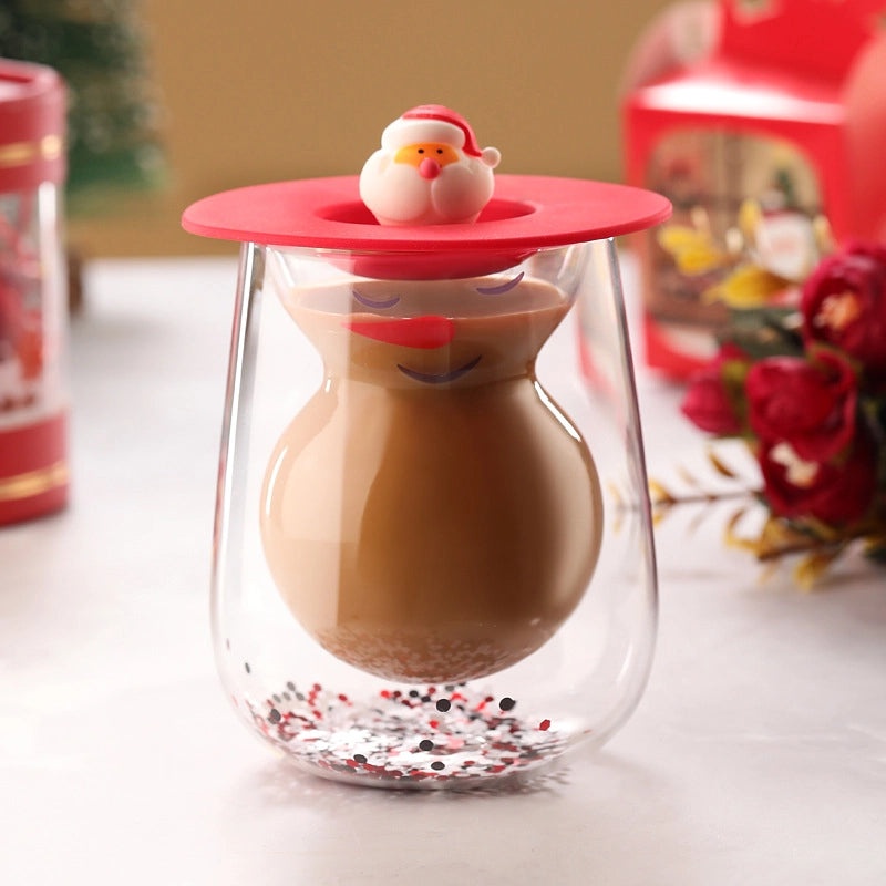 Christmas Cartoon Borosilicate Glass Water Bottle Casual Vacation Style | Drinkware & Water Bottles