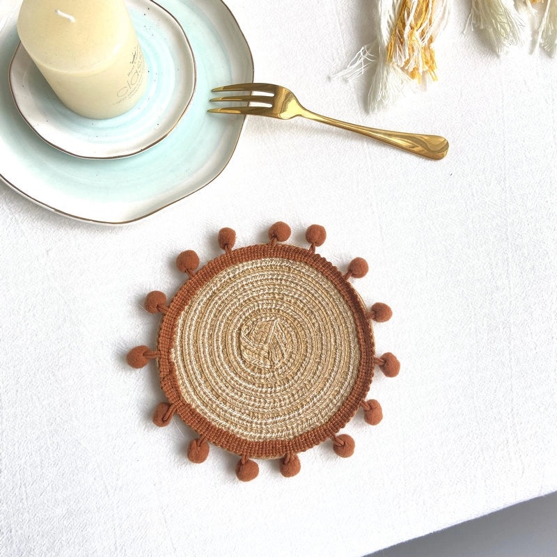 Stylish Solid Color Cotton Yarn Placemat Single Piece|Home & Kitchen Table Linens