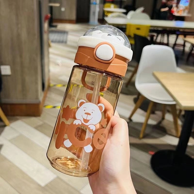 Cartoon Kids Water Bottle with Straw Large Capacity Portable Sports Cup for Girls Students | Kids Outdoor Drinkware