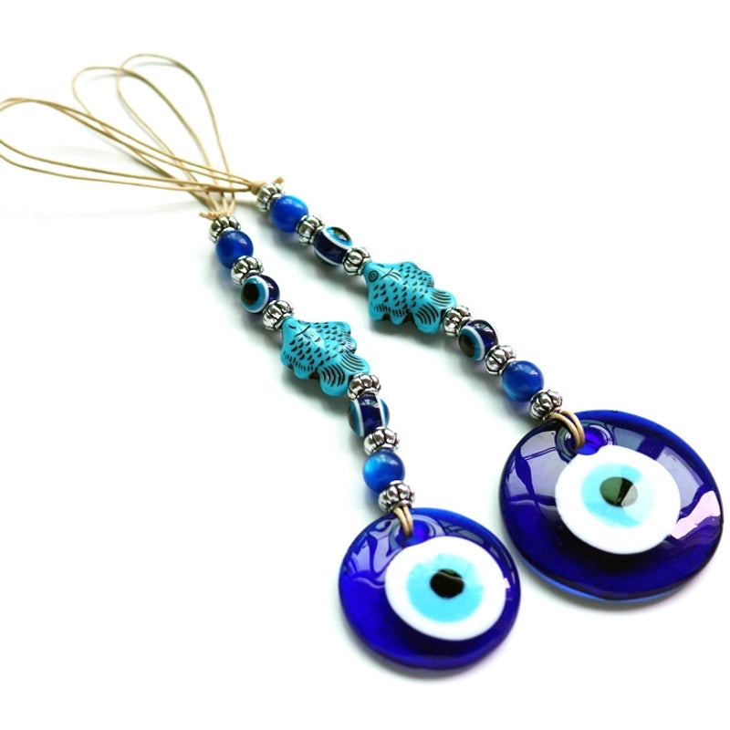 10 Pieces Devil's Eye Blue Glass Fish Shape Pendants Wall Decor Accessories|Home Decor & Accessories