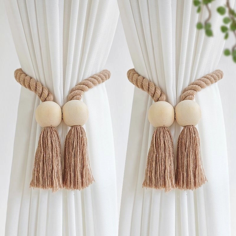 Wooden Geometric Curtain Tiebacks for Window Accessories | Home Decor & Window Treatments