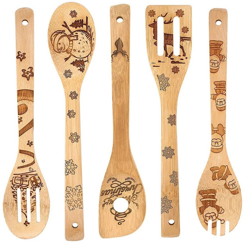 Minimalist Animal Letter Bamboo Shovel Kit 5 Pieces Set|Home & Garden Tools
