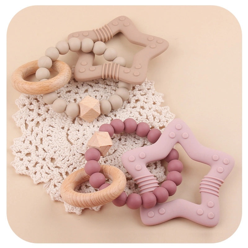 Adorable Star-Shaped Beech Wood and Silicone Baby Accessories | Baby Accessories