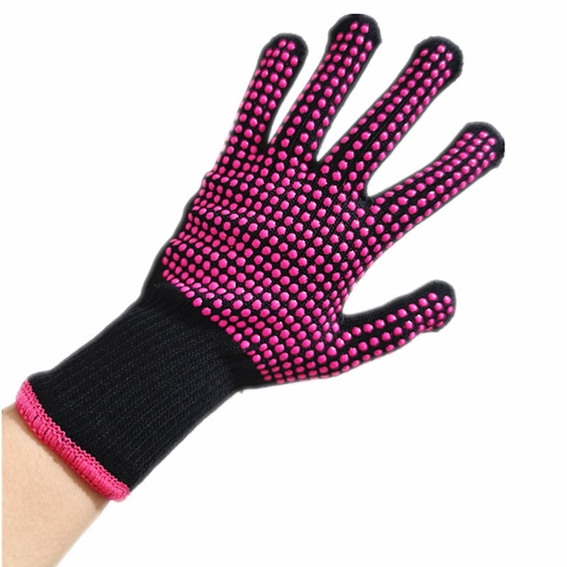 Heat Resistant Hairdressing Gloves with Silicone PVC Beads for Curling Iron and Straightening | Hair Styling Gloves