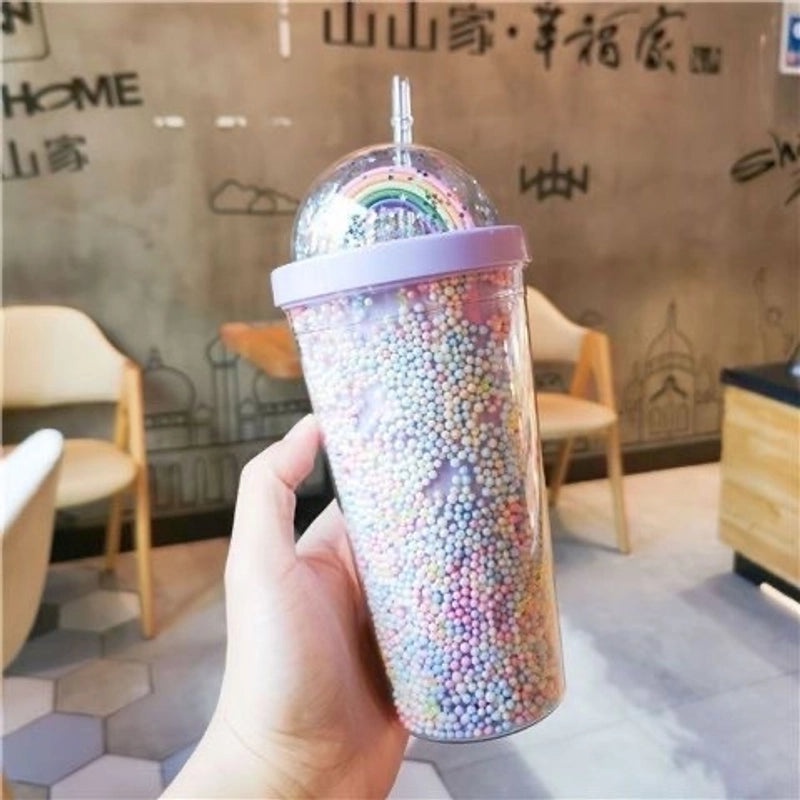 Pastoral Style Cute Letter Print Plastic Water Bottle 1 Pc|Home & Kitchen - Drinkware