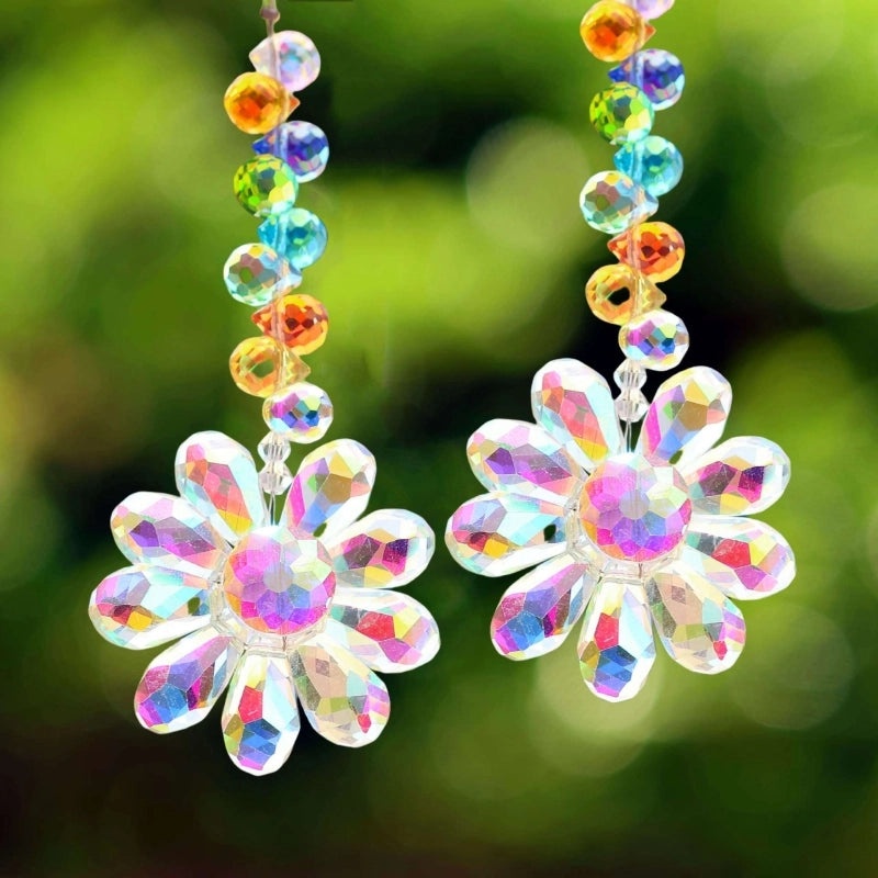 Elegant K9 Crystal Flower Suncatcher Wind Chime for Wall Decor | Home Decor & Accessories
