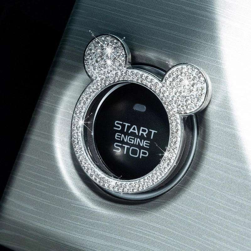 Diamond Bear Car Ignition Button Cover One-Click Start Ring Sticker Cute Mouse Universal Decorative | Car Accessories