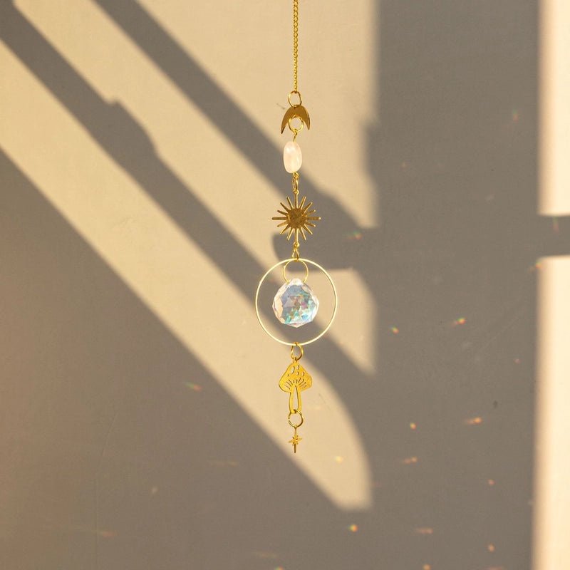 Minimalist Star Butterfly Copper Crystal Suncatcher Wind Chime Wall Hanging Decor|Home Decor