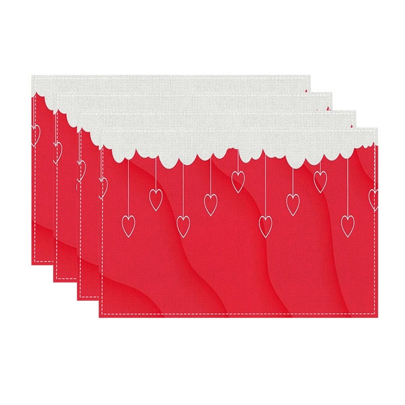 Romantic Minimalist Heart Letter Linen Placemat for Valentine’s Day | Home Decor & Tableware