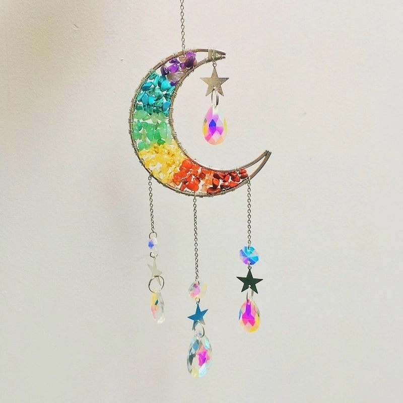 Natural Crystal Moon Wind Chime for Home Decor|Home Decor Accessories