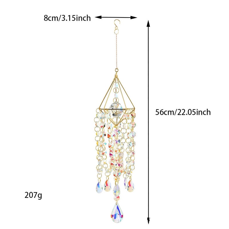 Minimalist Geometric Rose Quartz Crystal Suncatcher Wind Chime Wall Hanging|Home Decor