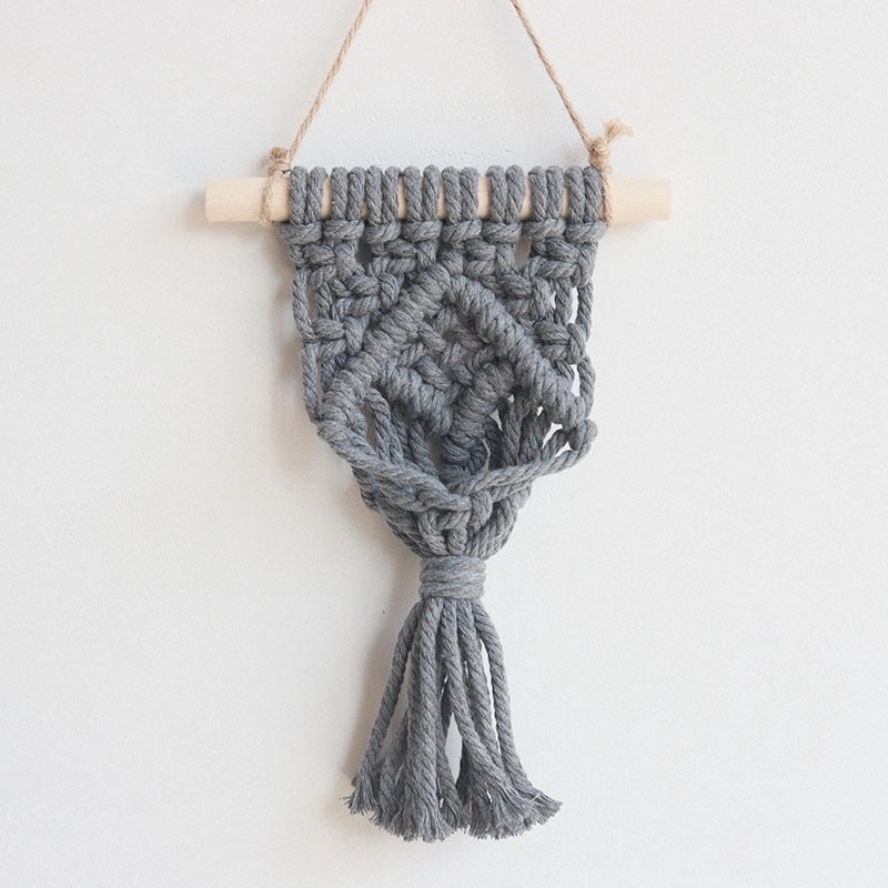 Minimalist Geometric Wooden Cotton Rope Wall Hanging Art | Home Decor & Wall Art