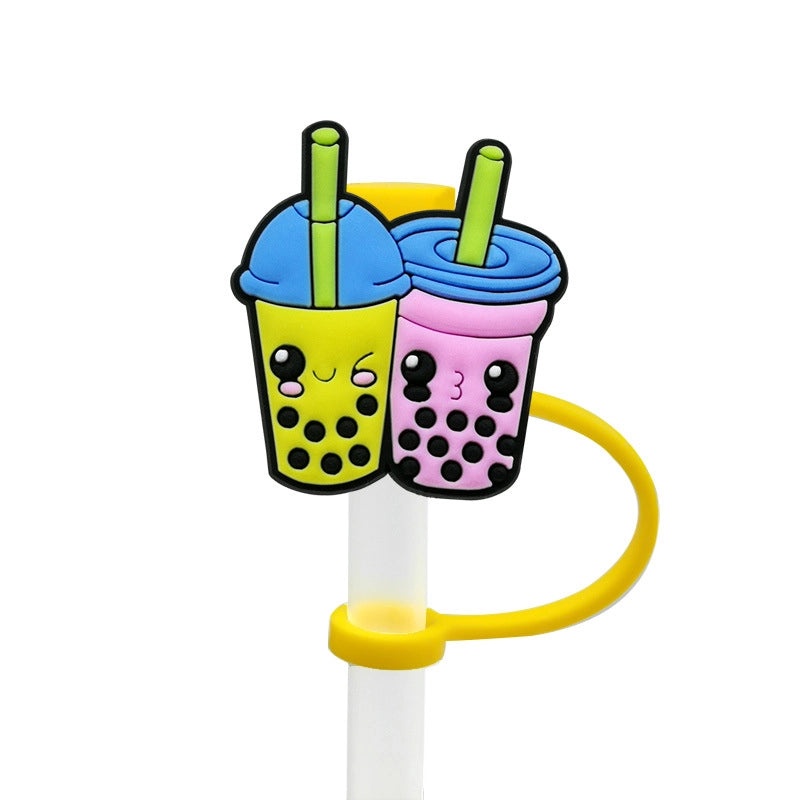 Cute Animal Letter Silicone Straw Cap for Drink Decorations Casual Elegant Style | Drink Accessories