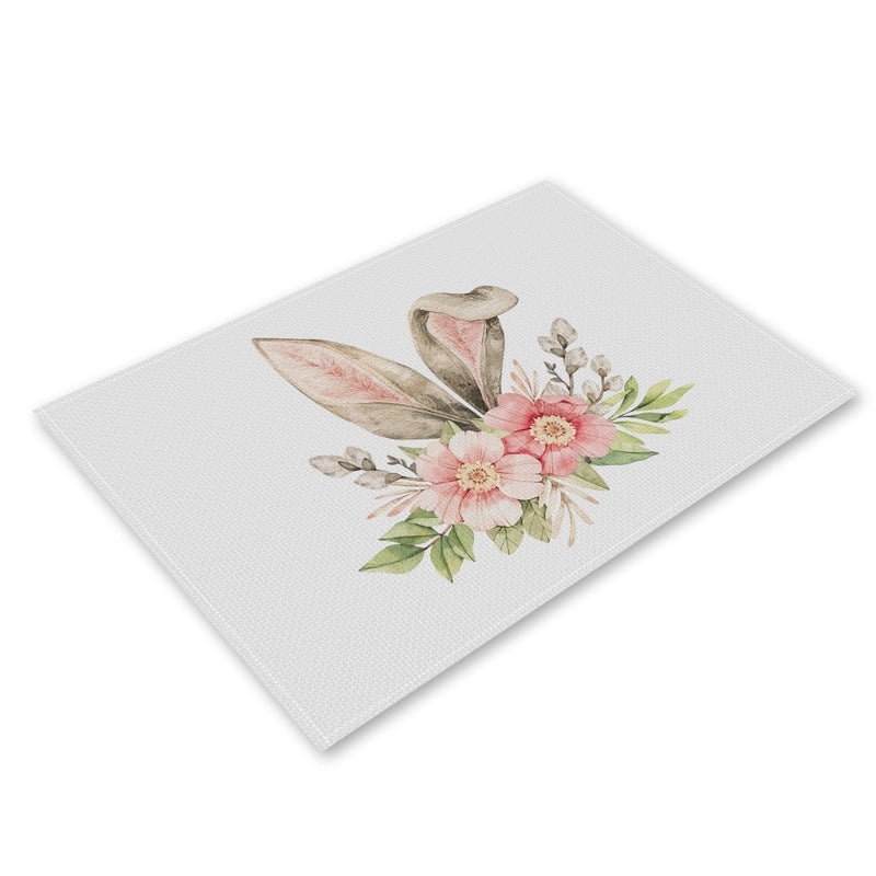 Adorable Rabbit and Heart Letter Linen Placemat for Dining Table Decor|Home Decor and Kitchen Accessories