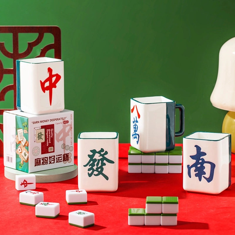 Chinoiserie Porcelain Mahjong Water Bottle Single Piece|Home & Kitchen Accessories