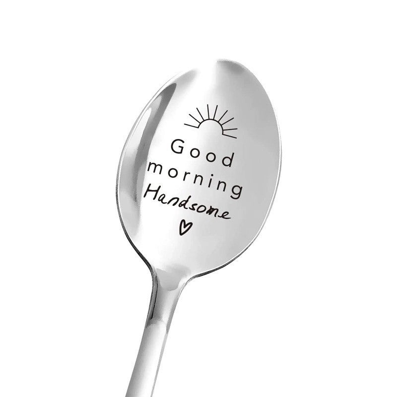Trendy Engraved Stainless Steel Spoon|Kitchen Utensils & Dining Accessories