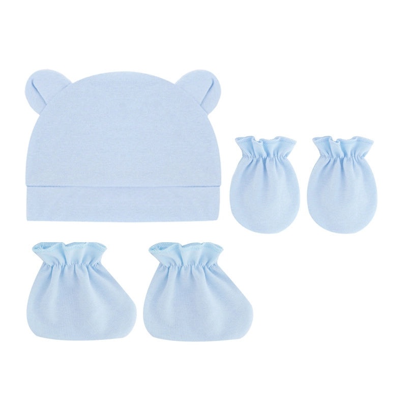 Newborn Baby 3 Piece Set Solid Color Hat Gloves and Foot Cover 0-3 Months|Baby Accessories