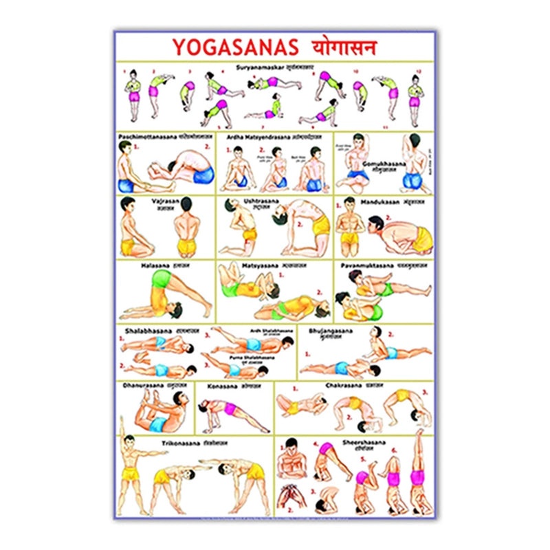 Vintage Yoga Asana Poster Abstract Art Canvas Painting for Bedroom and Living Room | Wall Art & Decor