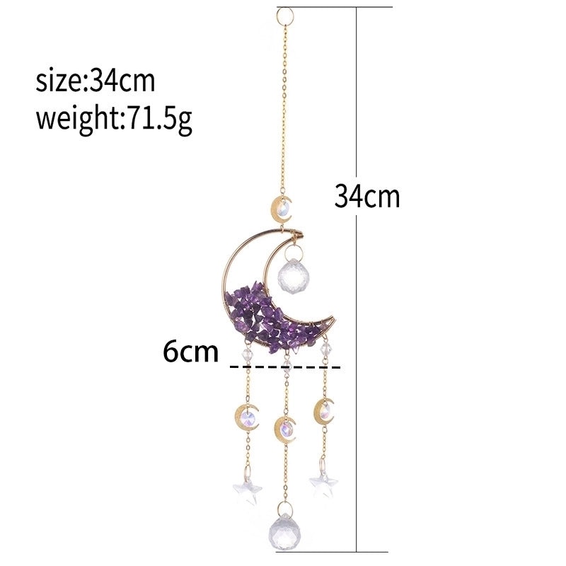 Sparkling Star and Moon Crystal Glass Suncatcher Wind Chime | Home Decor Wall Art