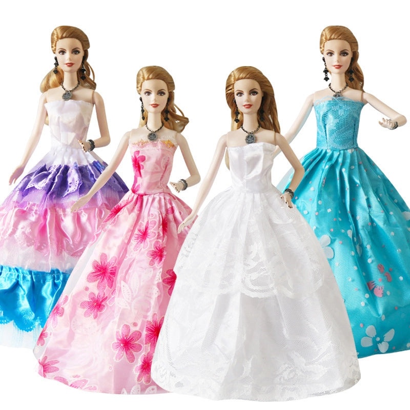 30cm Doll Wedding Dress Princess Tail Evening Gown for Girls Toy Large Half Bag Dress|Doll Clothes