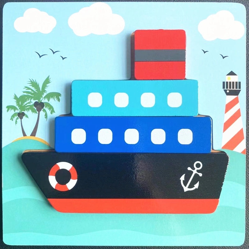 Wooden 3D Animal Puzzle for Kids Early Learning Handheld Board Cartoon Educational Toy | Educational Toys & Games