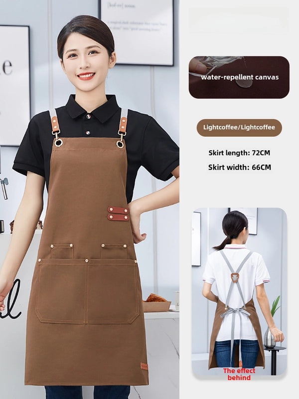 Waterproof Oil-proof Canvas Apron Stain-resistant Custom Kitchen Catering Studio Workwear|Kitchen Aprons & Protective Wear