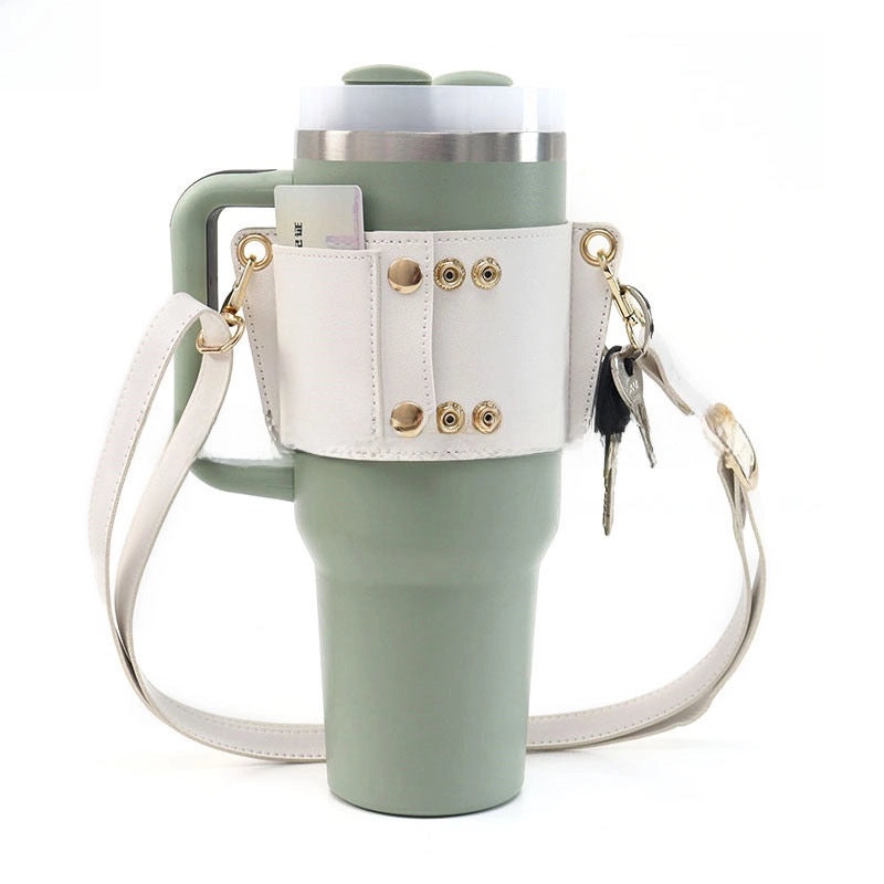 Leather 40oz Ice Cup Cover with Adjustable Shoulder Strap | Drinkware Accessories
